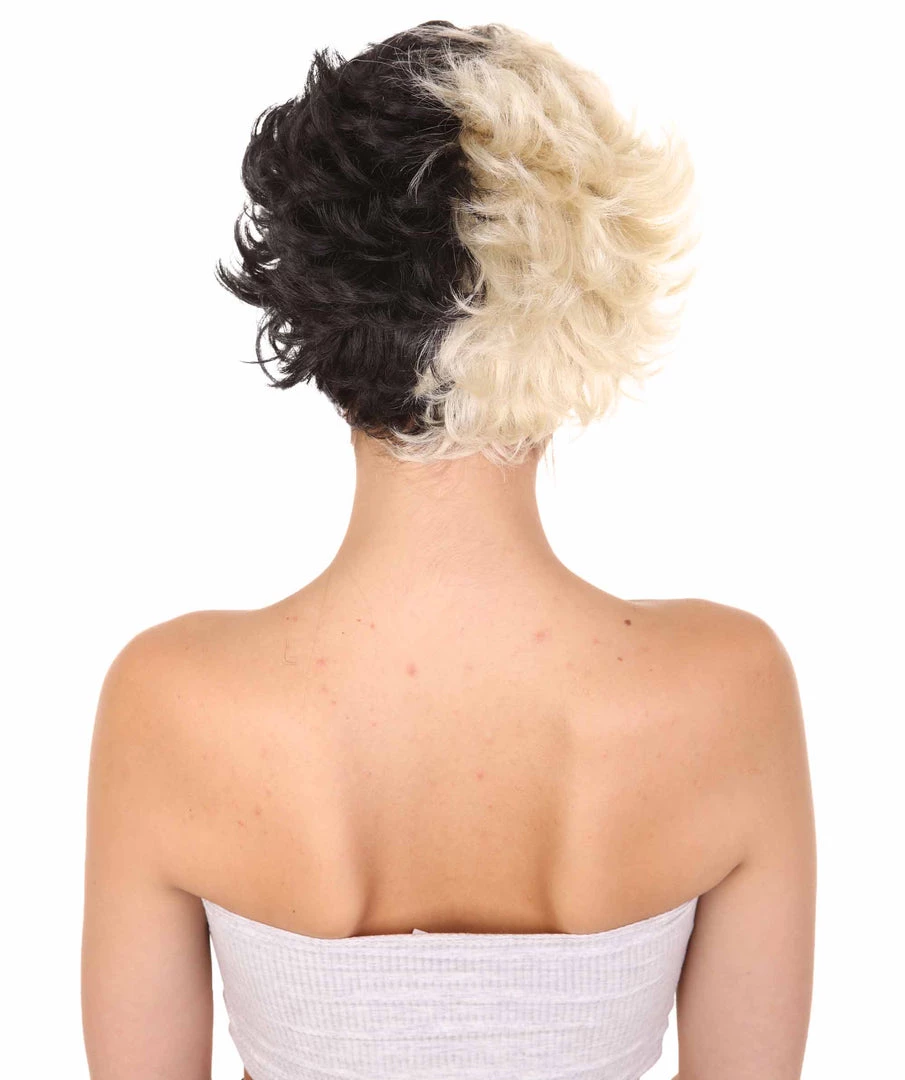 HPO Womens Short Two Tone Black And White Pixie With Heart Bangs | Premium Breathable Capless Cap 5 HPO Womens Short Two Tone Black And White Pixie With Heart Bangs | Premium Breathable Capless Cap