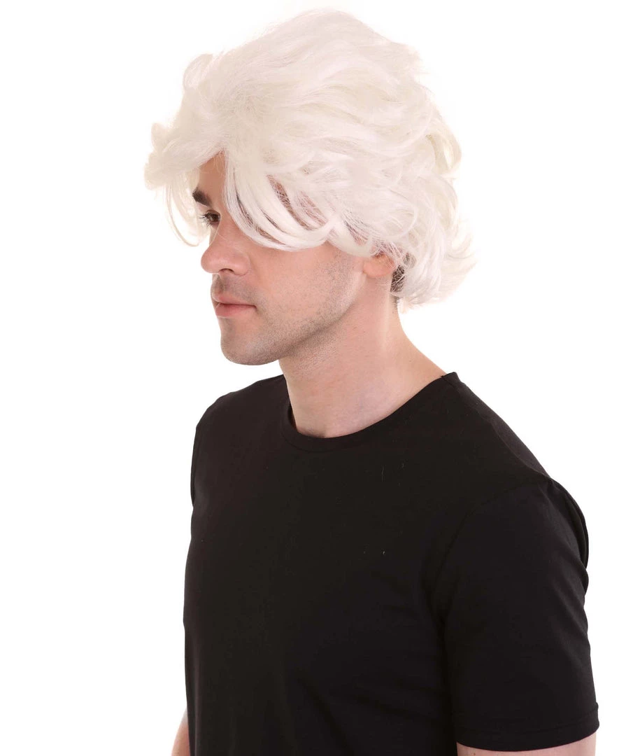 HPO Men's Crazy Scientist Mens Wig | White Cosplay Halloween Wig | Premium Breathable Capless Cap 3 HPO Men's Crazy Scientist Mens Wig | White Cosplay Halloween Wig | Premium Breathable Capless Cap