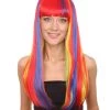 HPO Womens Rainbow Bob Wig | Party Ready Fancy Cosplay Halloween Wig | Premium Breathable Capless Cap