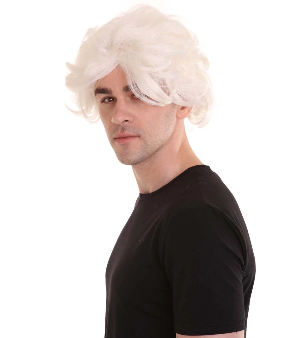 HPO Men's Crazy Scientist Mens Wig | White Cosplay Halloween Wig | Premium Breathable Capless Cap 2 HPO Men's Crazy Scientist Mens Wig | White Cosplay Halloween Wig | Premium Breathable Capless Cap