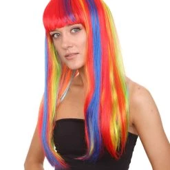 HPO Womens Rainbow Bob Wig | Party Ready Fancy Cosplay Halloween Wig | Premium Breathable Capless Cap
