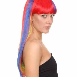 HPO Womens Rainbow Bob Wig | Party Ready Fancy Cosplay Halloween Wig | Premium Breathable Capless Cap