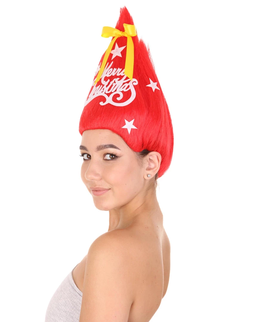 HPO Red Christmas Tree Unisex Wig | Merry Christmas Celebration Wig | Premium Breathable Capless Cap 2 HPO Red Christmas Tree Unisex Wig | Merry Christmas Celebration Wig | Premium Breathable Capless Cap