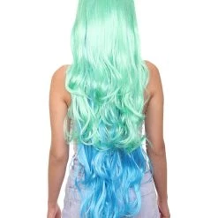 HPO Women's Womens Gaming Wig | Green And Blue Anime Cosplay Wigs | Premium Breathable Capless Cap