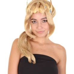 HPO Womens Fantasy Comic Cosplay Ponytail Wig | Gold TV/Movie Wigs | Premium Breathable Capless Cap Women's