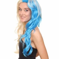 HPO Half Blonde And Half Blue Wig | Fancy Party Event Ready Halloween Wig | Premium Breathable Capless Cap 12 HPO Half Blonde And Half Blue Wig | Fancy Party Event Ready Halloween Wig | Premium Breathable Capless Cap