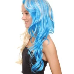 HPO Half Blonde And Half Blue Wig | Fancy Party Event Ready Halloween Wig | Premium Breathable Capless Cap 13 HPO Half Blonde And Half Blue Wig | Fancy Party Event Ready Halloween Wig | Premium Breathable Capless Cap