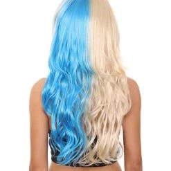 HPO Half Blonde And Half Blue Wig | Fancy Party Event Ready Halloween Wig | Premium Breathable Capless Cap 14 HPO Half Blonde And Half Blue Wig | Fancy Party Event Ready Halloween Wig | Premium Breathable Capless Cap