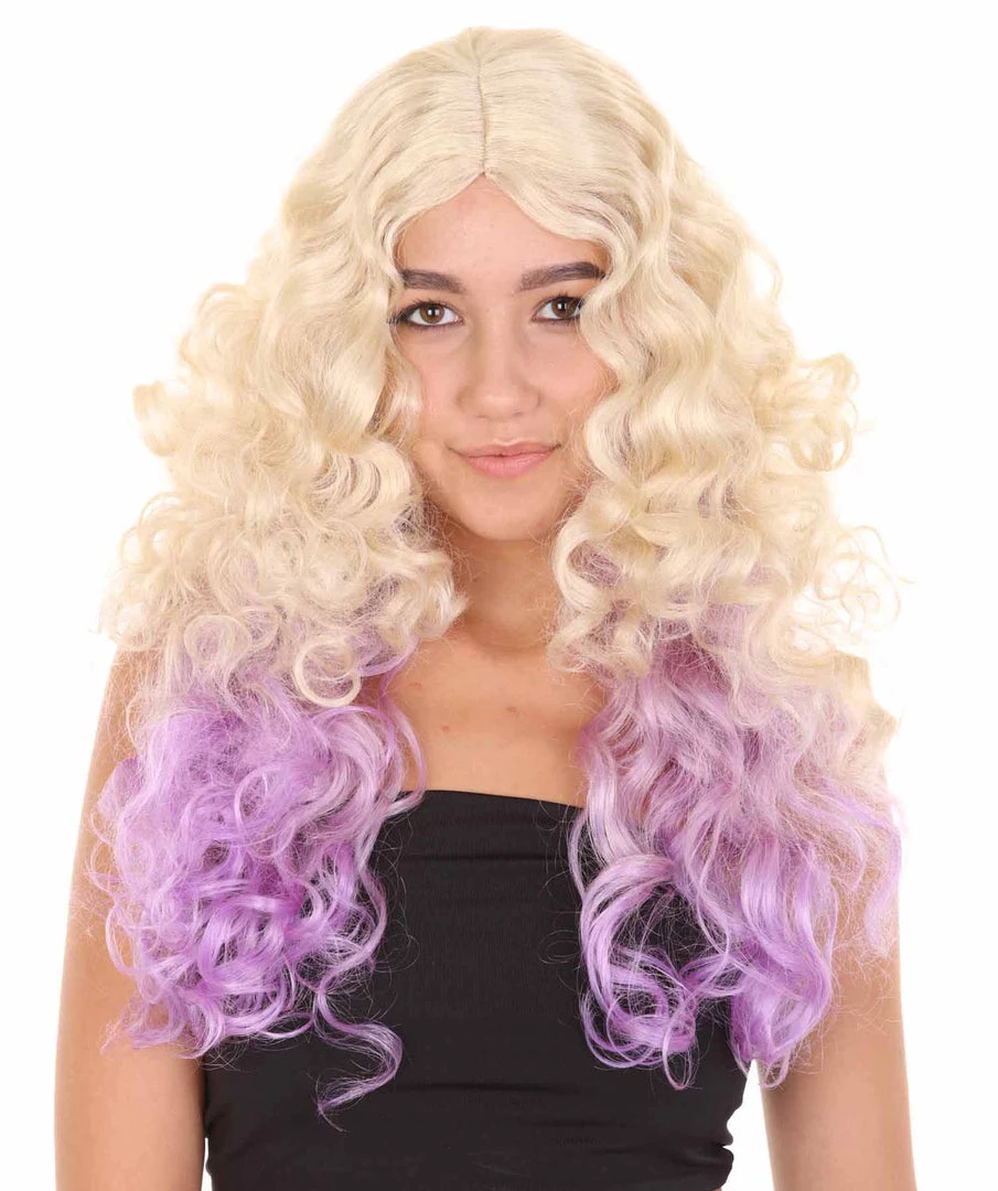 HPO Descendants 2 Mal Wig | Blond Purple TV/Movie Fancy Cosplay Halloween Wig | Premium Breathable Capless Cap 1 HPO Descendants 2 Mal Wig | Blond Purple TV/Movie Fancy Cosplay Halloween Wig | Premium Breathable Capless Cap