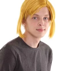 HPO Adult Men's Adventure Gaming Wig | Yellow Cosplay Wig | Premium Breathable Capless Cap