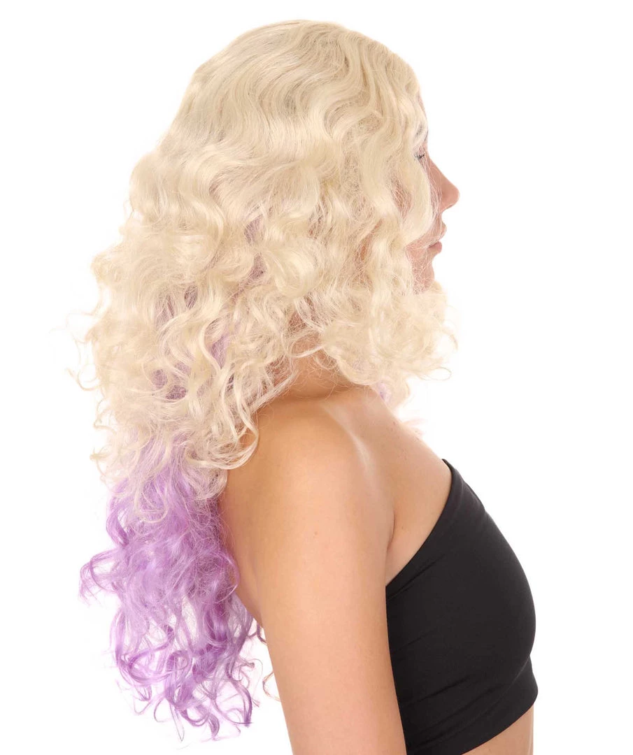 HPO Descendants 2 Mal Wig | Blond Purple TV/Movie Fancy Cosplay Halloween Wig | Premium Breathable Capless Cap 5 HPO Descendants 2 Mal Wig | Blond Purple TV/Movie Fancy Cosplay Halloween Wig | Premium Breathable Capless Cap