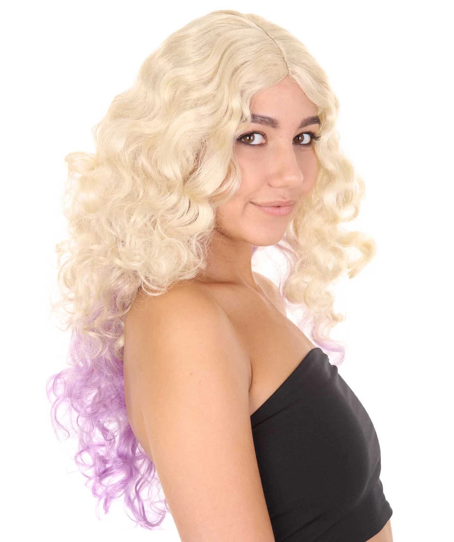 HPO Descendants 2 Mal Wig | Blond Purple TV/Movie Fancy Cosplay Halloween Wig | Premium Breathable Capless Cap 6 HPO Descendants 2 Mal Wig | Blond Purple TV/Movie Fancy Cosplay Halloween Wig | Premium Breathable Capless Cap