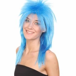 HPO Blue Rockin Diva Tinsel Womens Wig | Movie Cosplay Halloween Wig | Premium Breathable Capless Cap Women's