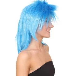 HPO Blue Rockin Diva Tinsel Womens Wig | Movie Cosplay Halloween Wig | Premium Breathable Capless Cap Women's