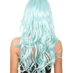 HPO Men's Womens Pale Blue Curly Glamour Siren Wig | Long Curly Cosplay Halloween Wig | Premium Breathable Capless Cap 14 HPO Men's Womens Pale Blue Curly Glamour Siren Wig | Long Curly Cosplay Halloween Wig | Premium Breathable Capless Cap