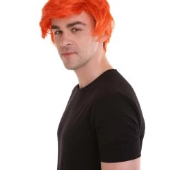 HPO Ginger Tony Mens Wig | Orange Cosplay Halloween Wig | Premium Breathable Capless Cap Men's