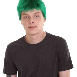 HPO Men's Men Fancy Green Wig | Premium Breathable Capless Cap