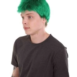HPO Men's Men Fancy Green Wig | Premium Breathable Capless Cap
