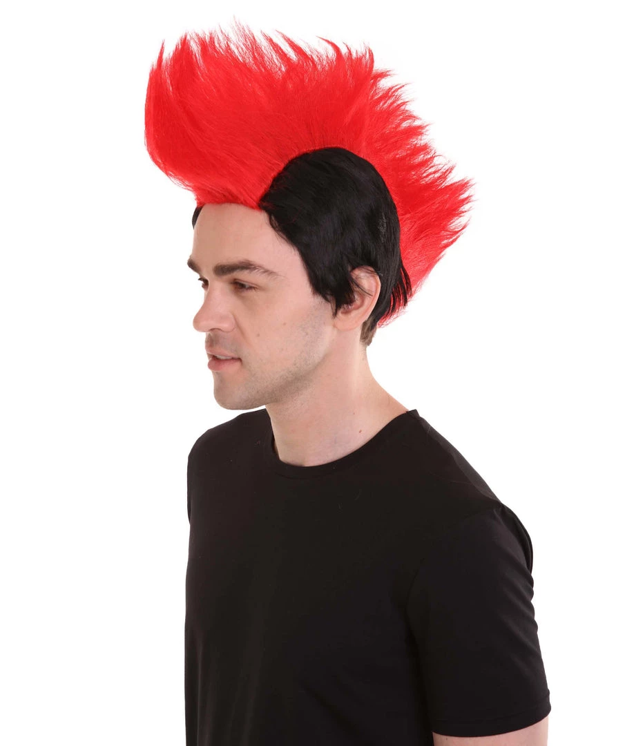 HPO Men's Red And Black Mens Mohawk Wig | Cosplay Halloween Wig | Premium Breathable Capless Cap 2 HPO Men's Red And Black Mens Mohawk Wig | Cosplay Halloween Wig | Premium Breathable Capless Cap