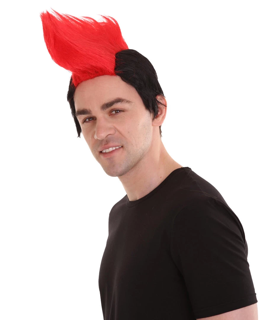 HPO Men's Red And Black Mens Mohawk Wig | Cosplay Halloween Wig | Premium Breathable Capless Cap 1 HPO Men's Red And Black Mens Mohawk Wig | Cosplay Halloween Wig | Premium Breathable Capless Cap