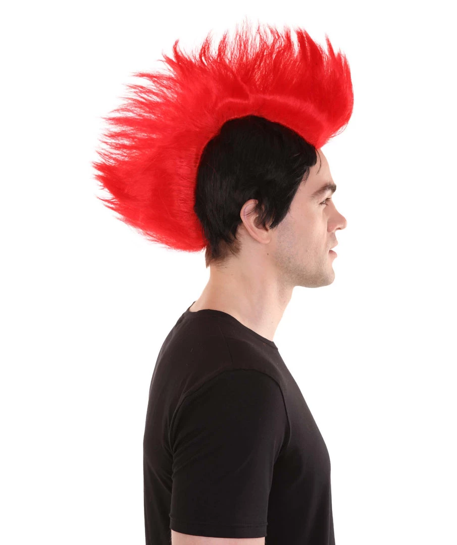 HPO Men's Red And Black Mens Mohawk Wig | Cosplay Halloween Wig | Premium Breathable Capless Cap 5 HPO Men's Red And Black Mens Mohawk Wig | Cosplay Halloween Wig | Premium Breathable Capless Cap