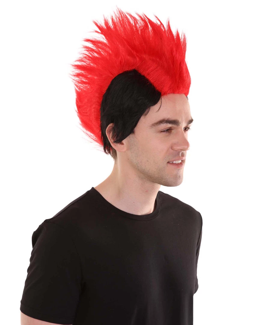 HPO Men's Red And Black Mens Mohawk Wig | Cosplay Halloween Wig | Premium Breathable Capless Cap 6 HPO Men's Red And Black Mens Mohawk Wig | Cosplay Halloween Wig | Premium Breathable Capless Cap