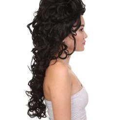 HPO Women's Ladies Wig | Black Curly Layered Womens Wig With Red Touch | Premium Breathable Capless Cap