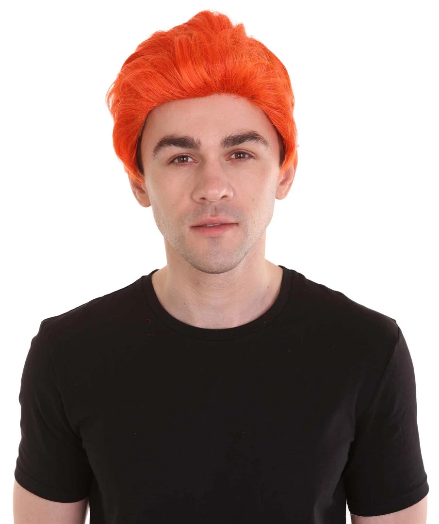 HPO Men's Orange Anime Cosplay Short Wig | All Back Cosplay Halloween Wig | Premium Breathable Capless Cap 2 HPO Men's Orange Anime Cosplay Short Wig | All Back Cosplay Halloween Wig | Premium Breathable Capless Cap