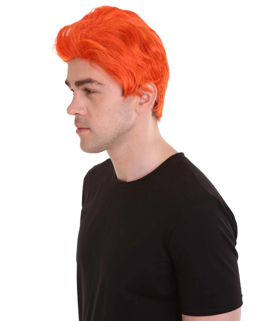 HPO Men's Orange Anime Cosplay Short Wig | All Back Cosplay Halloween Wig | Premium Breathable Capless Cap 4 HPO Men's Orange Anime Cosplay Short Wig | All Back Cosplay Halloween Wig | Premium Breathable Capless Cap