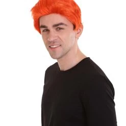 HPO Men's Orange Anime Cosplay Short Wig | All Back Cosplay Halloween Wig | Premium Breathable Capless Cap