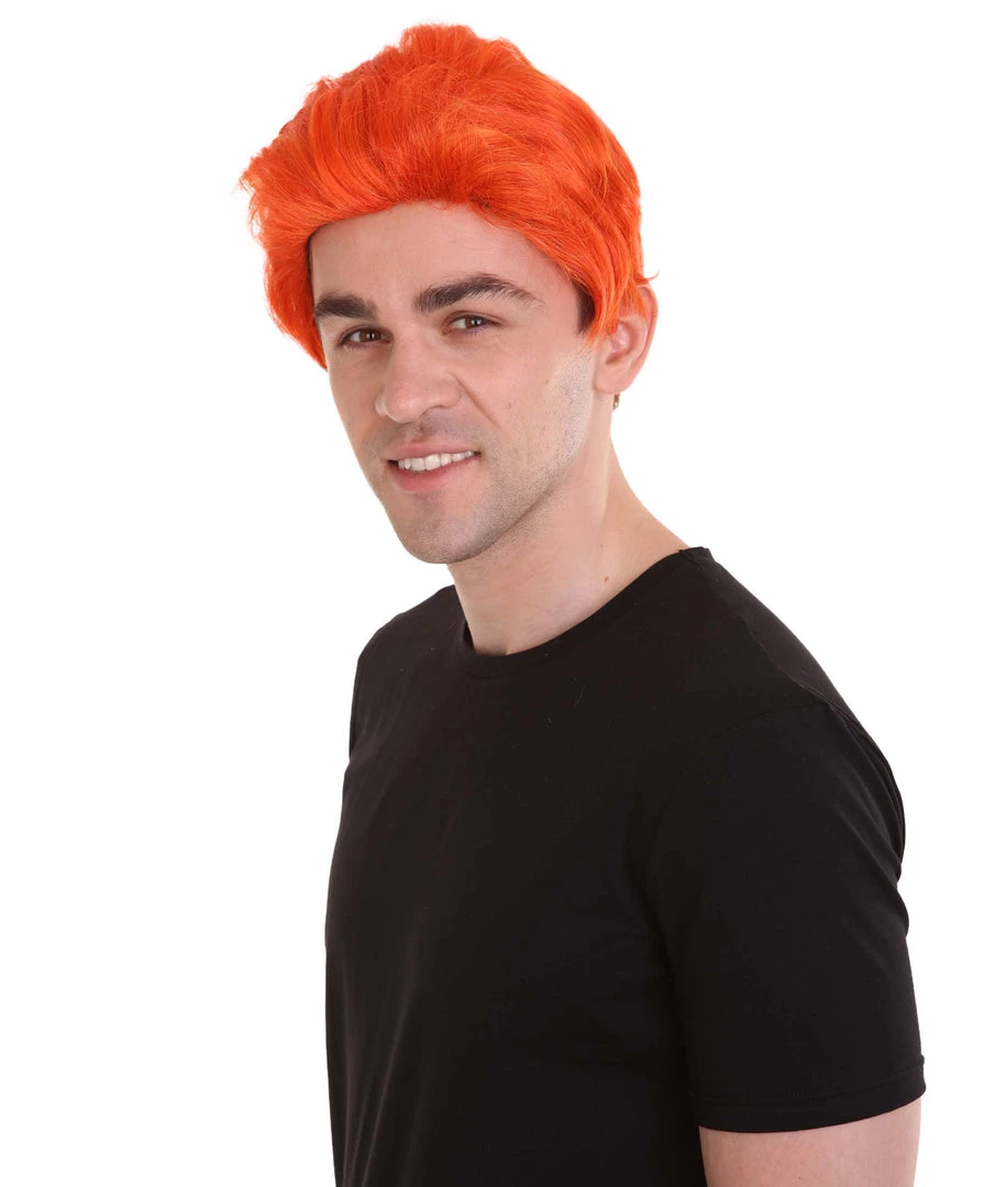 HPO Men's Orange Anime Cosplay Short Wig | All Back Cosplay Halloween Wig | Premium Breathable Capless Cap 1 HPO Men's Orange Anime Cosplay Short Wig | All Back Cosplay Halloween Wig | Premium Breathable Capless Cap