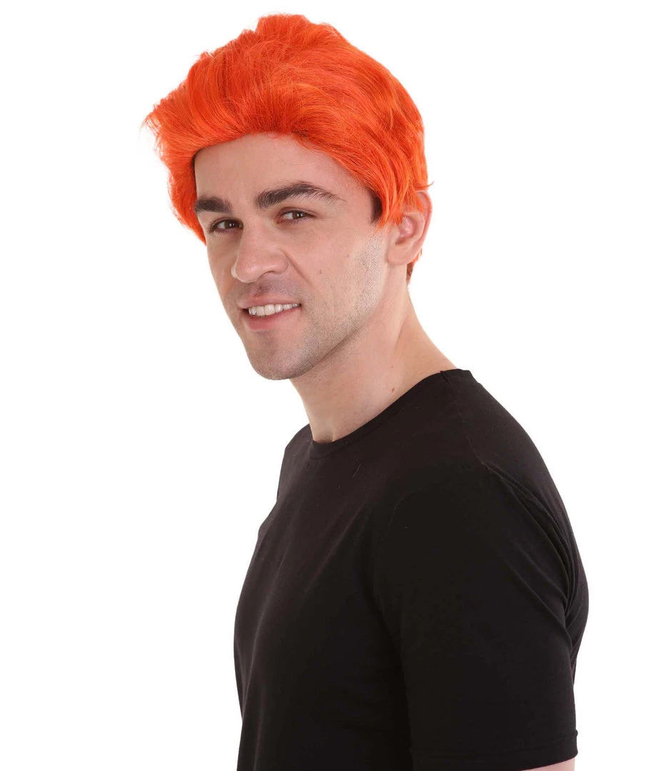 HPO Men's Orange Anime Cosplay Short Wig | All Back Cosplay Halloween Wig | Premium Breathable Capless Cap 3 HPO Men's Orange Anime Cosplay Short Wig | All Back Cosplay Halloween Wig | Premium Breathable Capless Cap
