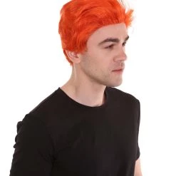 HPO Men's Orange Anime Cosplay Short Wig | All Back Cosplay Halloween Wig | Premium Breathable Capless Cap 16 HPO Men's Orange Anime Cosplay Short Wig | All Back Cosplay Halloween Wig | Premium Breathable Capless Cap