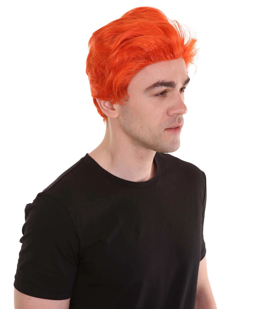 HPO Men's Orange Anime Cosplay Short Wig | All Back Cosplay Halloween Wig | Premium Breathable Capless Cap 7 HPO Men's Orange Anime Cosplay Short Wig | All Back Cosplay Halloween Wig | Premium Breathable Capless Cap