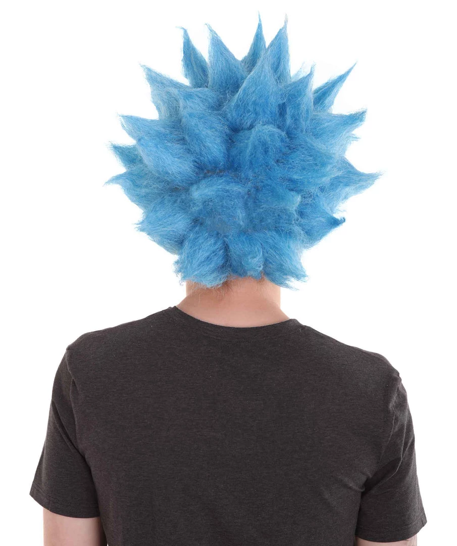 HPO Scientist TV/Movie Mens Wig And Unibrow | Sky Blue Cosplay Halloween Wig | Premium Breathable Capless Cap Men's 4 HPO Scientist TV/Movie Mens Wig And Unibrow | Sky Blue Cosplay Halloween Wig | Premium Breathable Capless Cap Men's