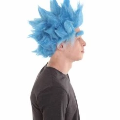 HPO Scientist TV/Movie Mens Wig And Unibrow | Sky Blue Cosplay Halloween Wig | Premium Breathable Capless Cap Men's 14 HPO Scientist TV/Movie Mens Wig And Unibrow | Sky Blue Cosplay Halloween Wig | Premium Breathable Capless Cap Men's