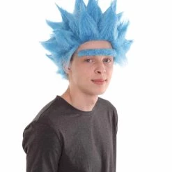 HPO Scientist TV/Movie Mens Wig And Unibrow | Sky Blue Cosplay Halloween Wig | Premium Breathable Capless Cap Men's 15 HPO Scientist TV/Movie Mens Wig And Unibrow | Sky Blue Cosplay Halloween Wig | Premium Breathable Capless Cap Men's