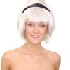 HPO Women's Womens 60's Lady Wig With Headband | White Vintage Wig | Premium Breathable Capless Cap