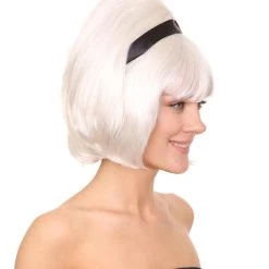 HPO Women's Womens 60's Lady Wig With Headband | White Vintage Wig | Premium Breathable Capless Cap 13 HPO Women's Womens 60's Lady Wig With Headband | White Vintage Wig | Premium Breathable Capless Cap
