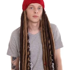HPO Pirate Pete Mens Wig | Cosplay Halloween Wig With Red Cap Men's