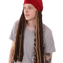 HPO Pirate Pete Mens Wig | Cosplay Halloween Wig With Red Cap Men's