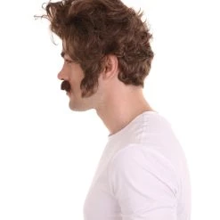 HPO Men's Men Brown Wig With Moustache Set | Cosplay Halloween Wig | Premium Breathable Capless Cap 13 HPO Men's Men Brown Wig With Moustache Set | Cosplay Halloween Wig | Premium Breathable Capless Cap
