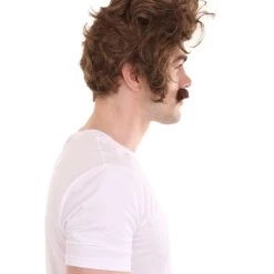 HPO Men's Men Brown Wig With Moustache Set | Cosplay Halloween Wig | Premium Breathable Capless Cap 15 HPO Men's Men Brown Wig With Moustache Set | Cosplay Halloween Wig | Premium Breathable Capless Cap