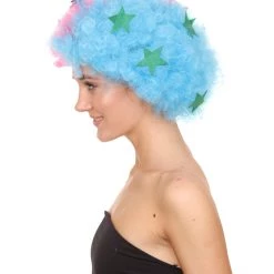 HPO Afro Ken Unisex Wig | Jumbo Pink & Sky Cosplay Halloween Wig | Premium Breathable Capless Cap Women's