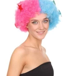HPO Afro Ken Unisex Wig | Jumbo Pink & Sky Cosplay Halloween Wig | Premium Breathable Capless Cap Women's