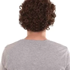 HPO 70's Mens Afro Wig & Mustache Set | Brown Retro Wig | Premium Breathable Capless Cap Men's 14 HPO 70's Mens Afro Wig & Mustache Set | Brown Retro Wig | Premium Breathable Capless Cap Men's