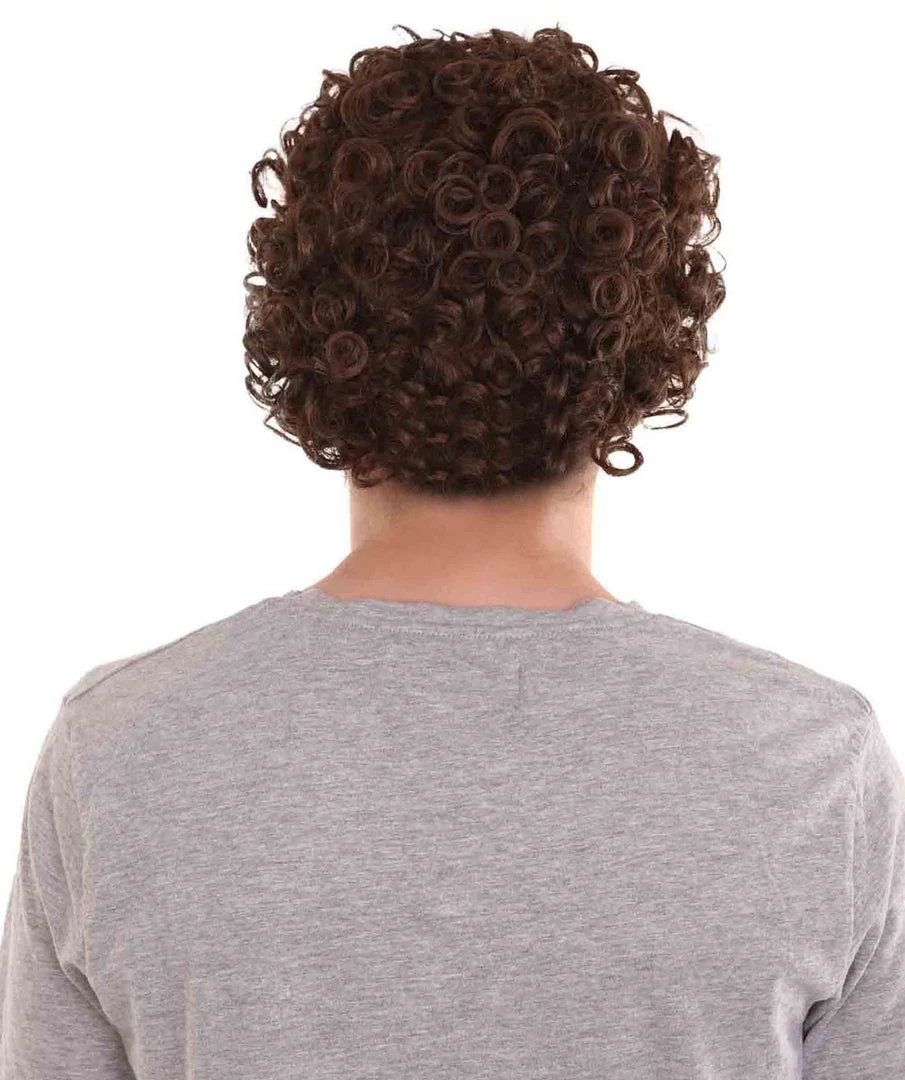 HPO 70's Mens Afro Wig & Mustache Set | Brown Retro Wig | Premium Breathable Capless Cap Men's 5 HPO 70's Mens Afro Wig & Mustache Set | Brown Retro Wig | Premium Breathable Capless Cap Men's