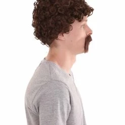 HPO 70's Mens Afro Wig & Mustache Set | Brown Retro Wig | Premium Breathable Capless Cap Men's 15 HPO 70's Mens Afro Wig & Mustache Set | Brown Retro Wig | Premium Breathable Capless Cap Men's