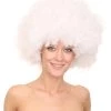 HPO Glow-In-The-Dark Unisex Afro Wig | White Jumbo Super Size Stage/Event Fancy Halloween Wig | Premium Breathable Capless Cap
