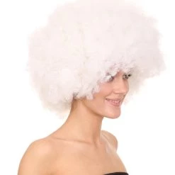 HPO Glow-In-The-Dark Unisex Afro Wig | White Jumbo Super Size Stage/Event Fancy Halloween Wig | Premium Breathable Capless Cap 13 HPO Glow-In-The-Dark Unisex Afro Wig | White Jumbo Super Size Stage/Event Fancy Halloween Wig | Premium Breathable Capless Cap